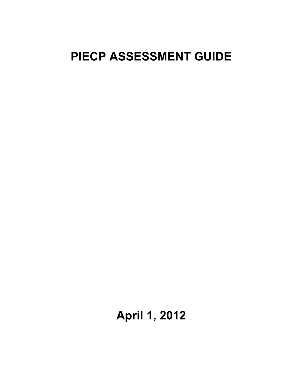 Piecp Assessment Training Guide