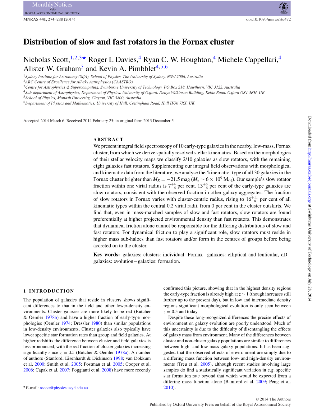 Distribution of Slow and Fast Rotators in the Fornax Cluster