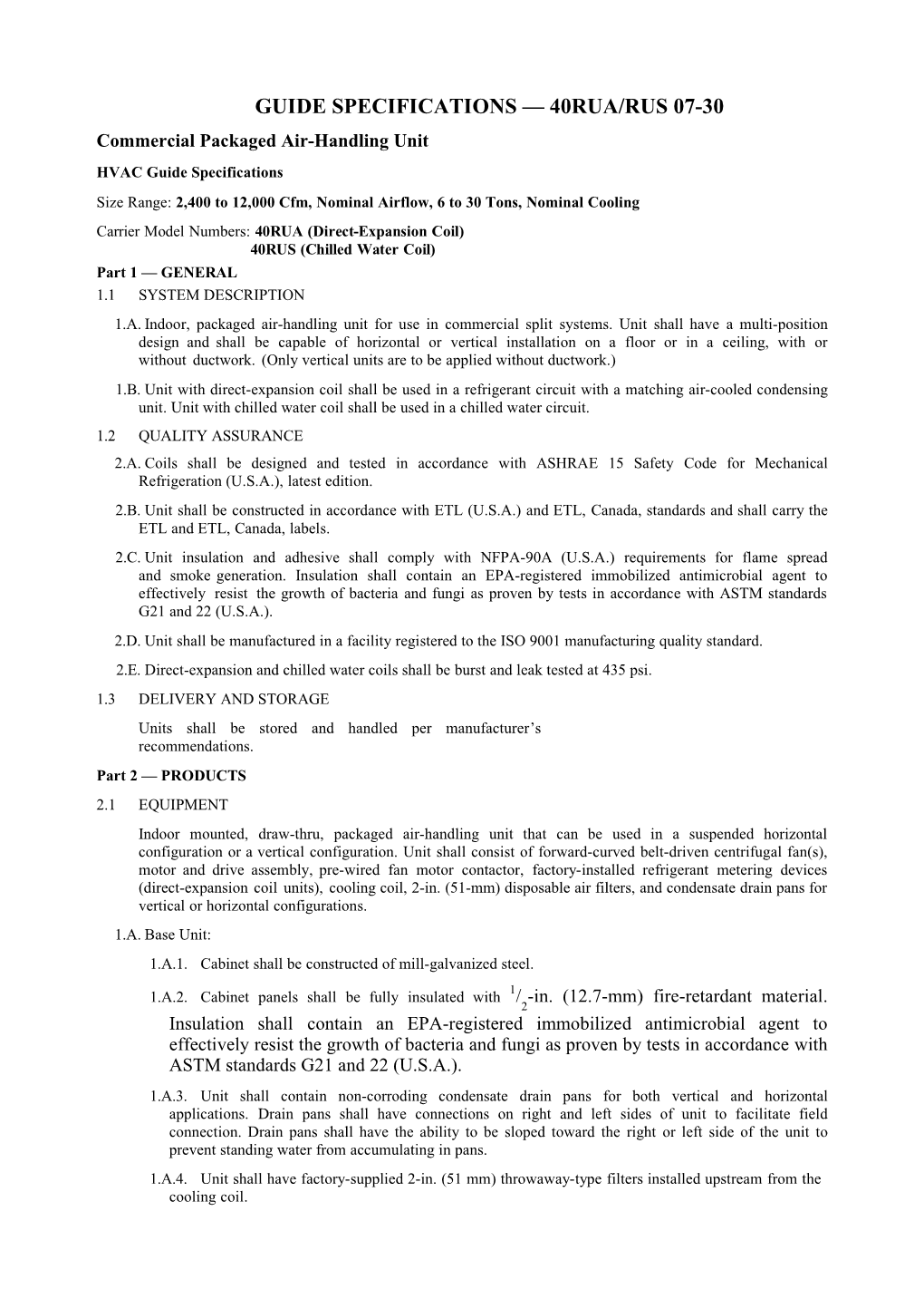 Commercial Packaged Air-Handling Unit