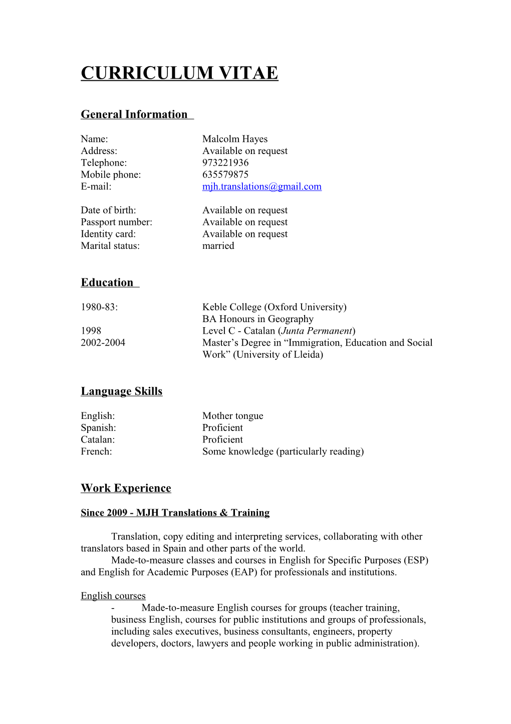 Curriculum Vitae s430