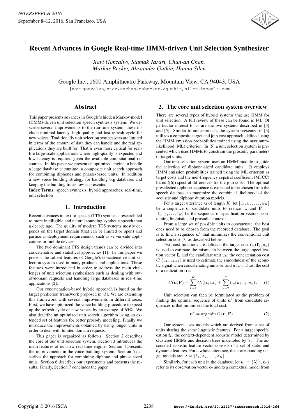 Recent Advances in Google Real-Time HMM-Driven Unit Selection Synthesizer