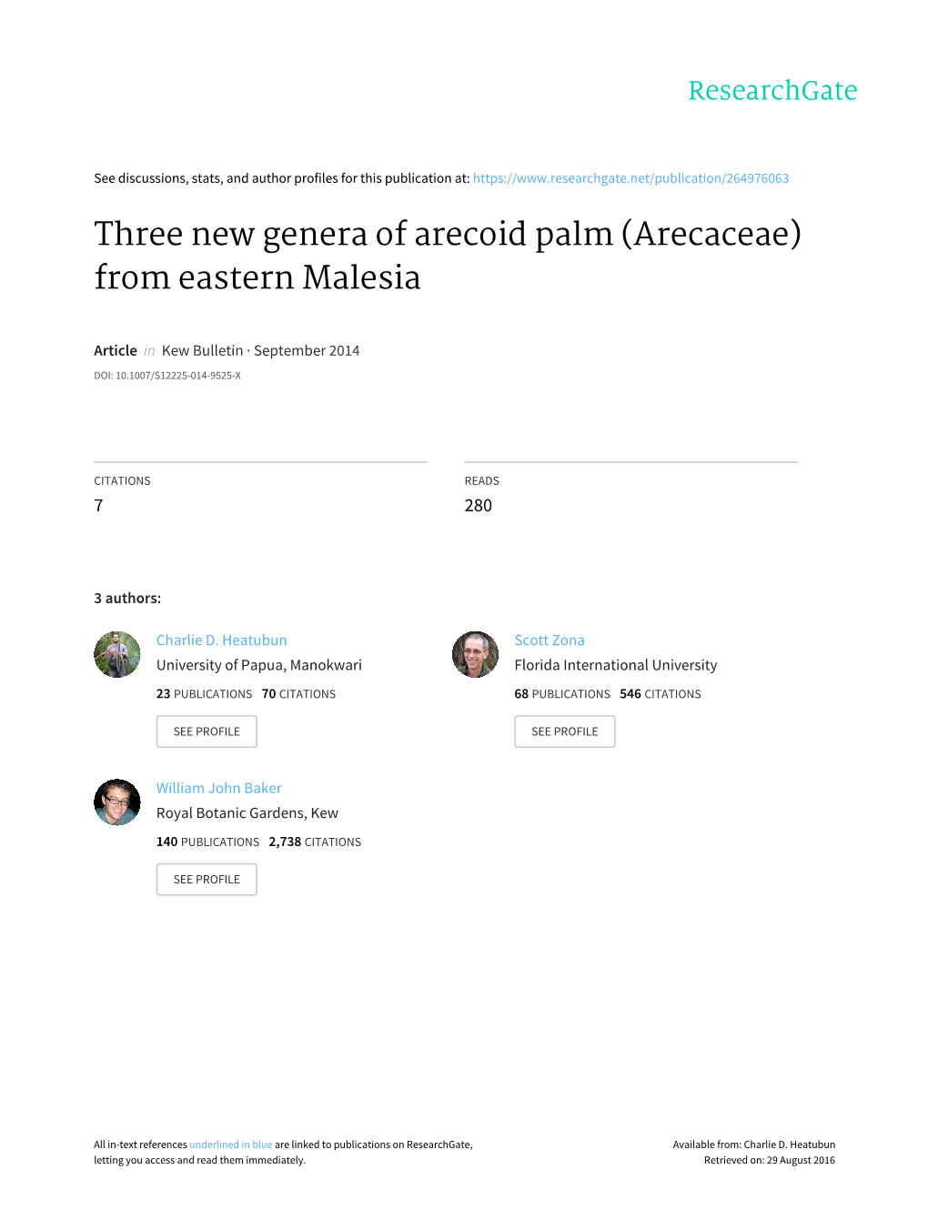 Three New Genera of Arecoid Palm (Arecaceae) from Eastern Malesia