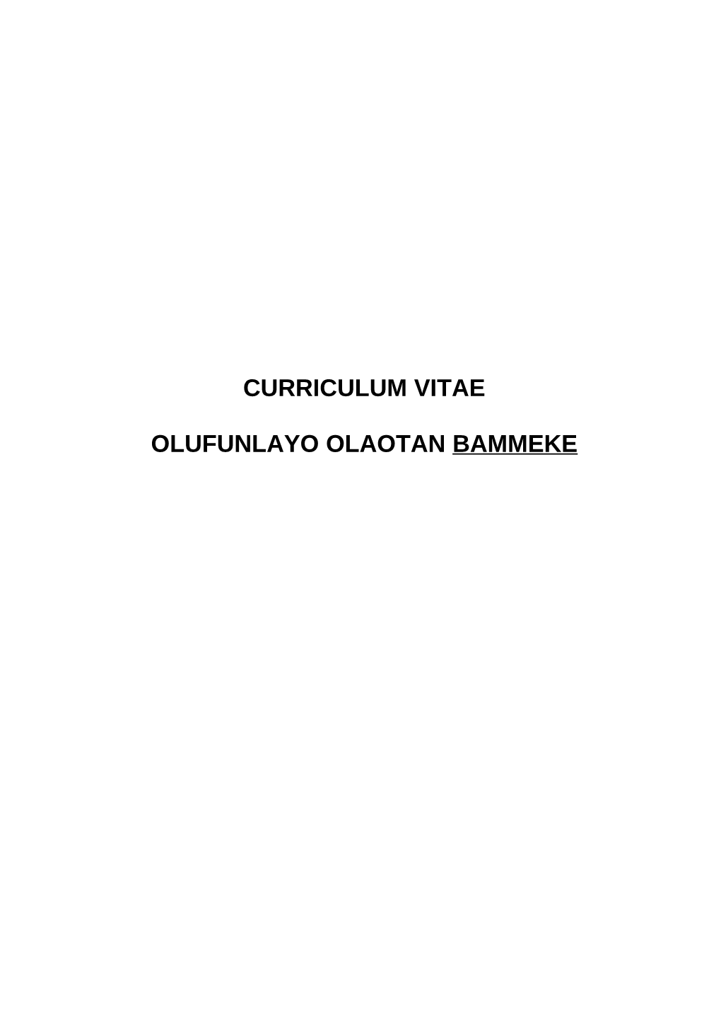 Curriculum Vitae Olufunlayo Olaotan Bammeke
