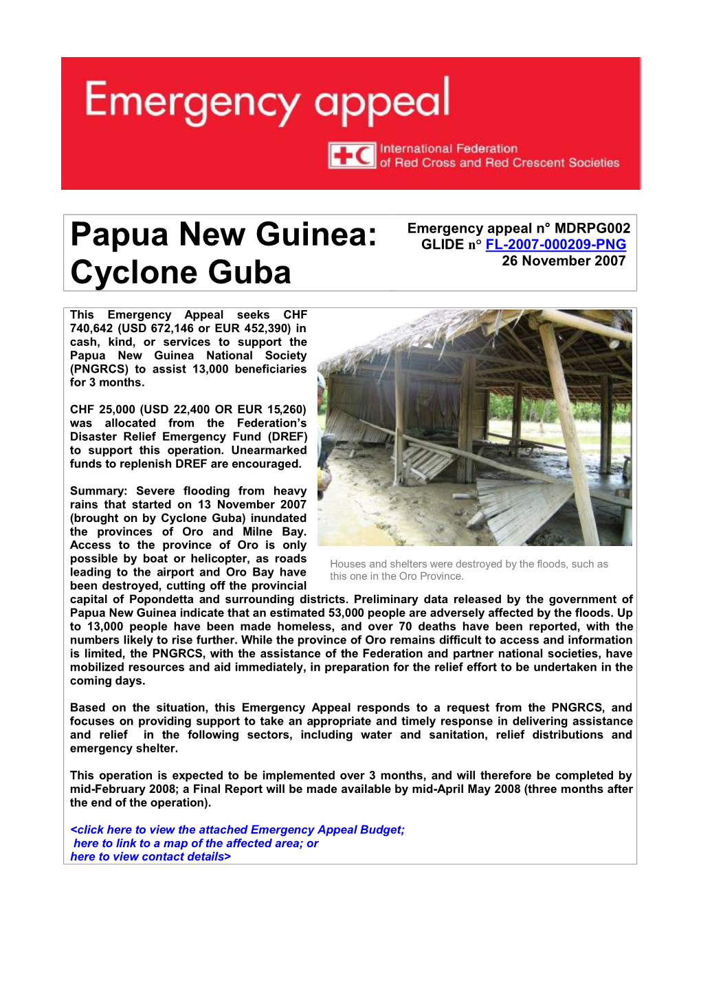 Papua New Guinea: Cyclone Guba, Emergency Appeal 2