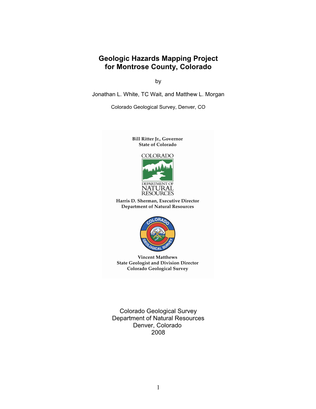 Geologic Hazards Mapping Project for Montrose County, Colorado