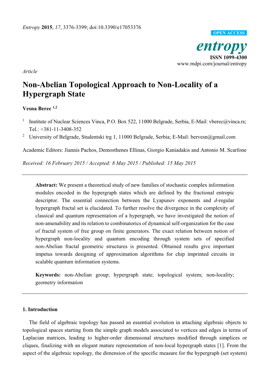 Non-Abelian Topological Approach to Non-Locality of a Hypergraph State