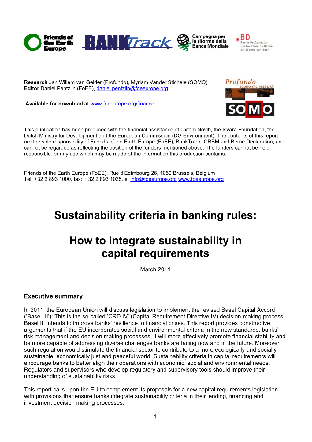 Sustainability Criteria Strengthen Financial Regulation