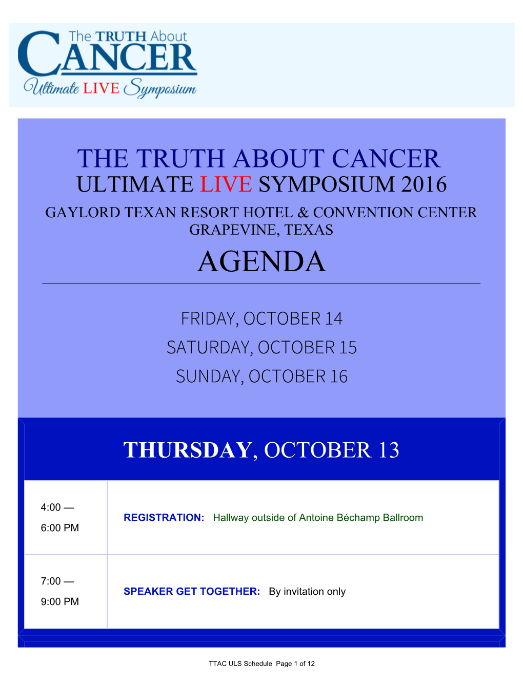 TTAC Ultimate Live Symposium