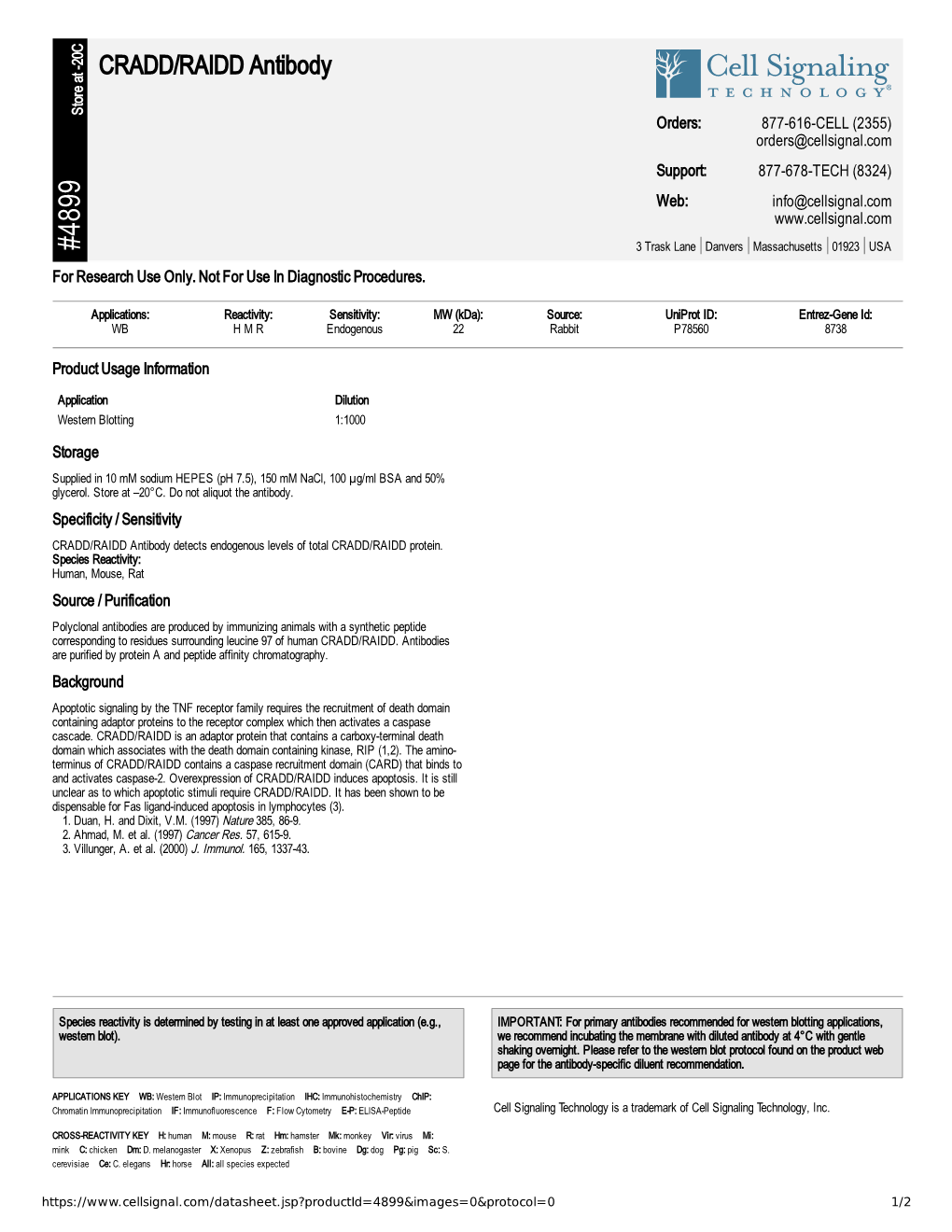 CRADD/RAIDD Antibody A