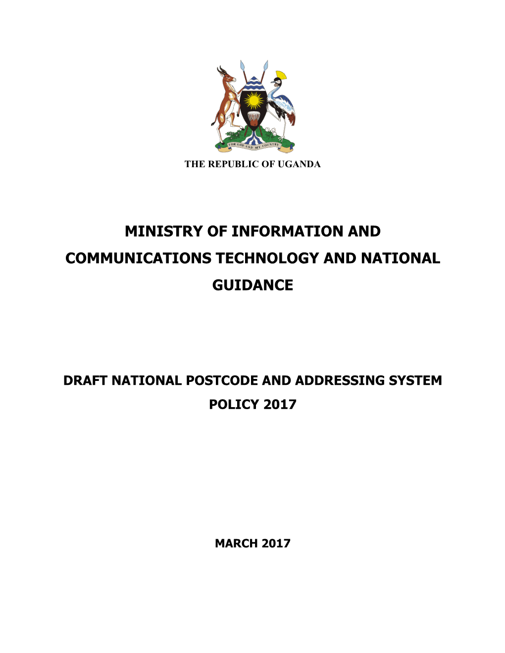 Draft National Postcode and Addressing System Policy 2017