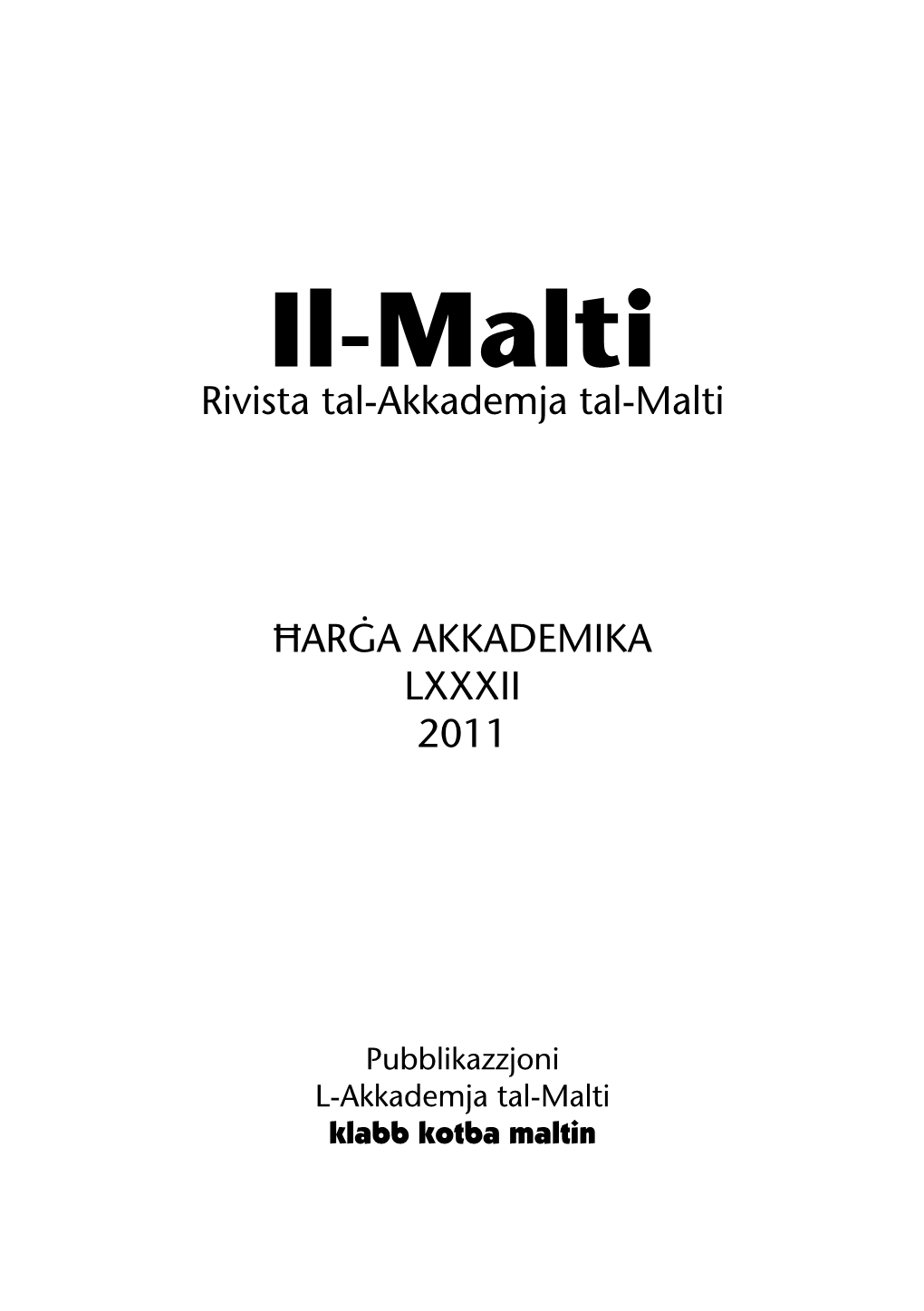 Il-Malti Rivista Tal-Akkademja Tal-Malti