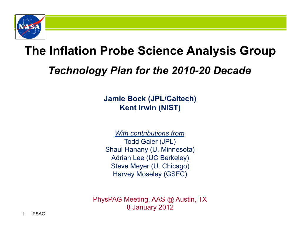 Inflation Probe Science Analysis Group