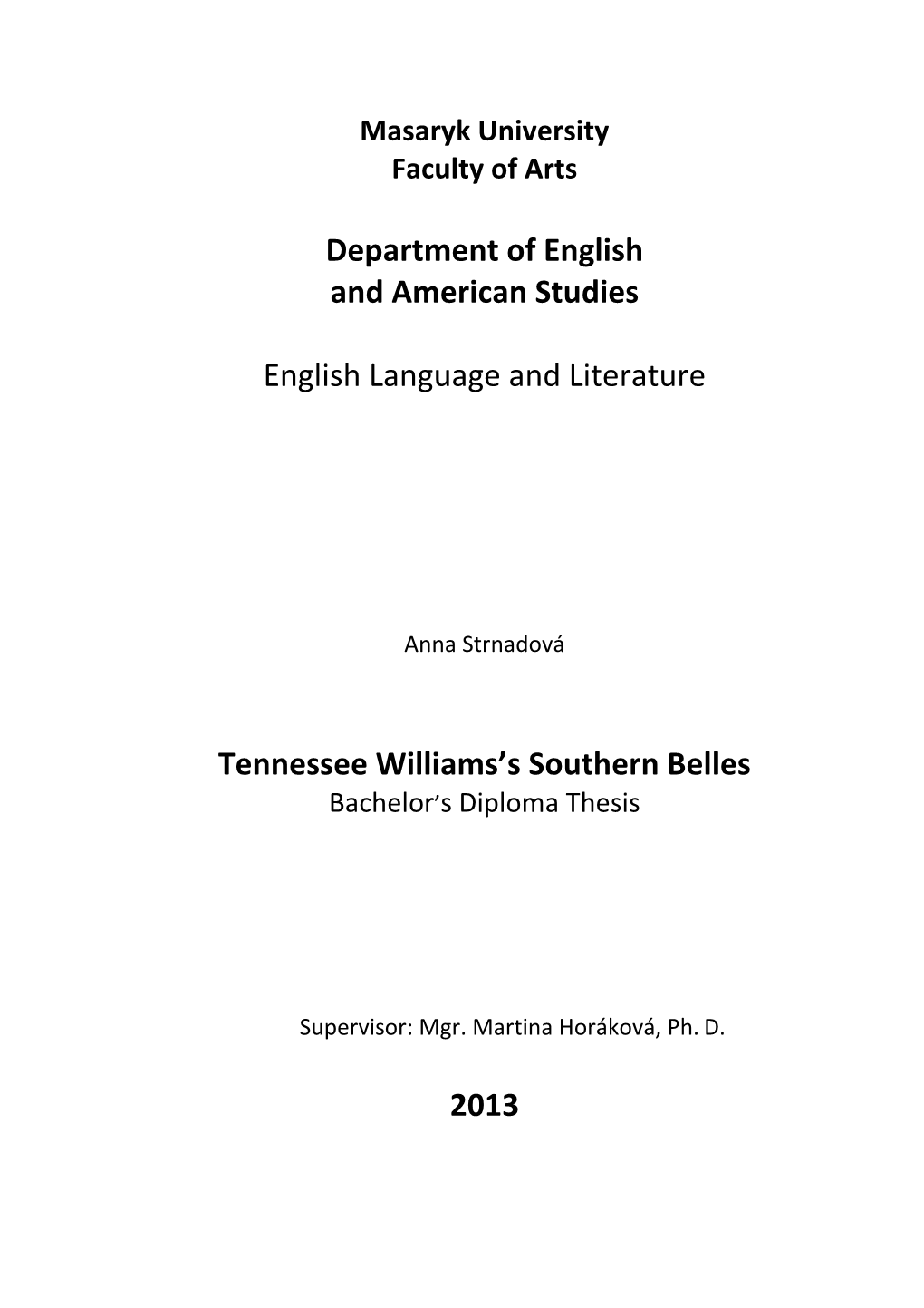 Tennessee Williams's Southern Belles