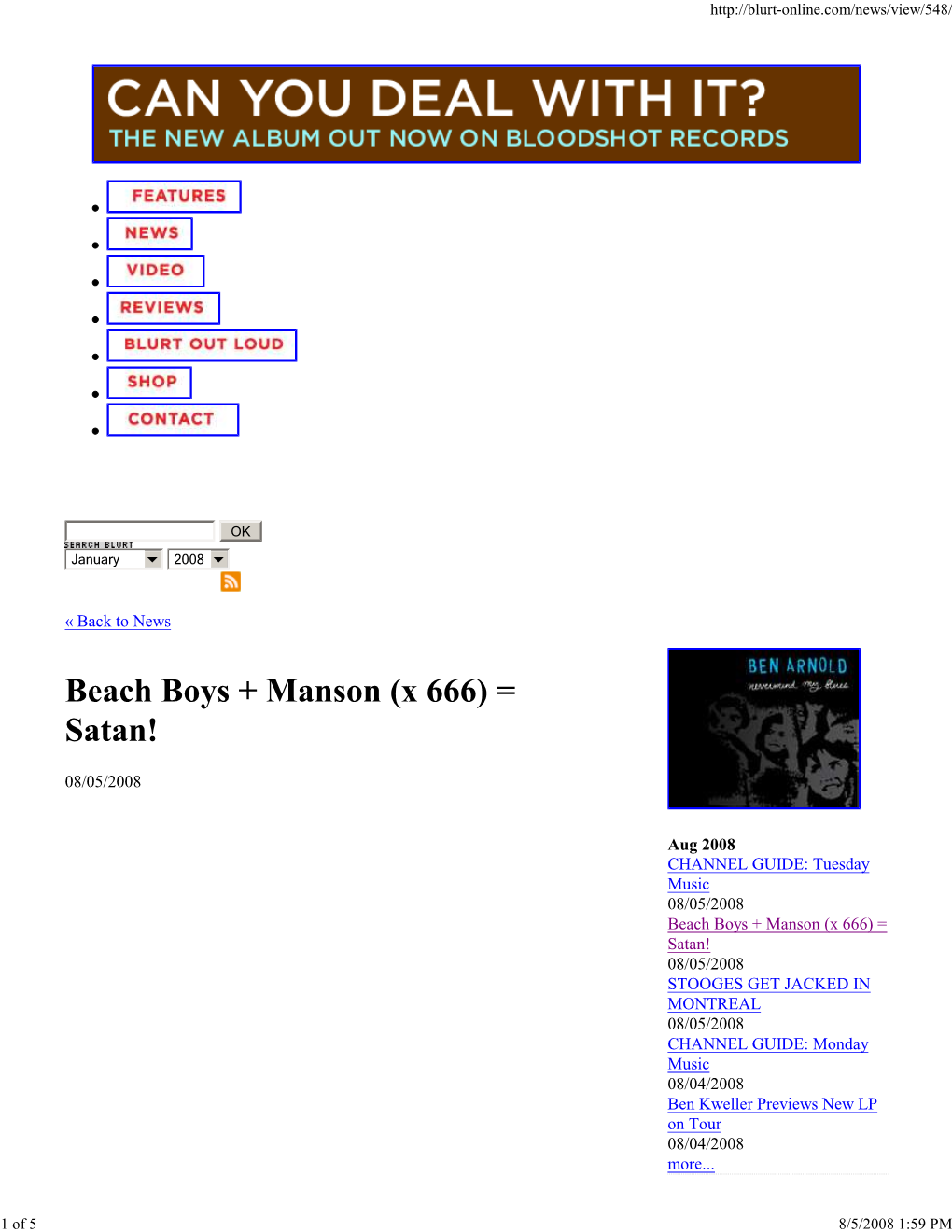 Beach Boys + Manson (X 666) = Satan!
