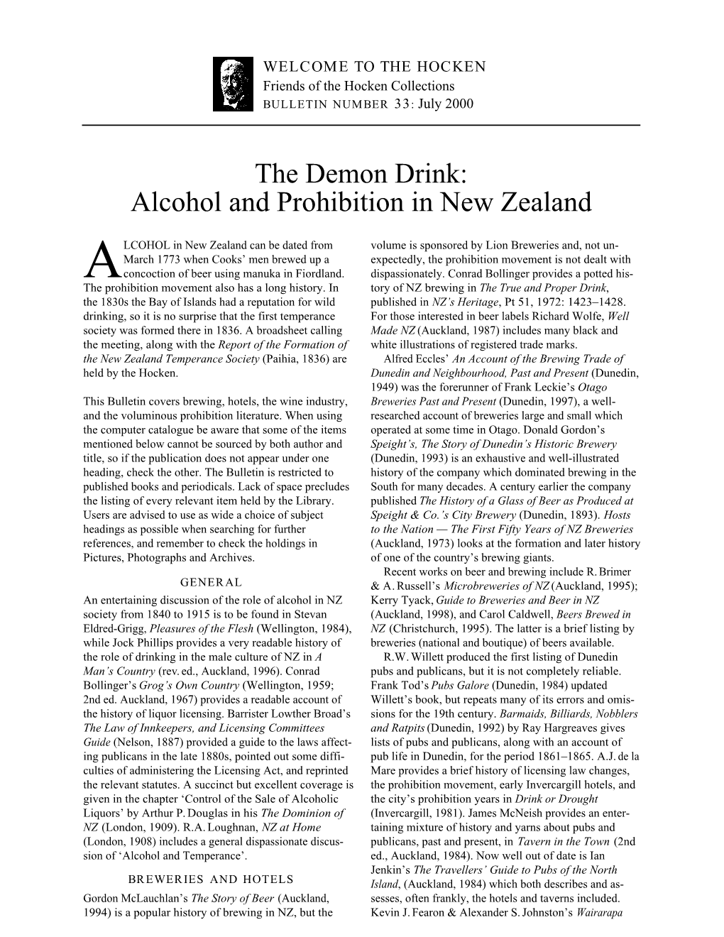 The Demon Drink: Alcohol and Prohibition in New Zealand