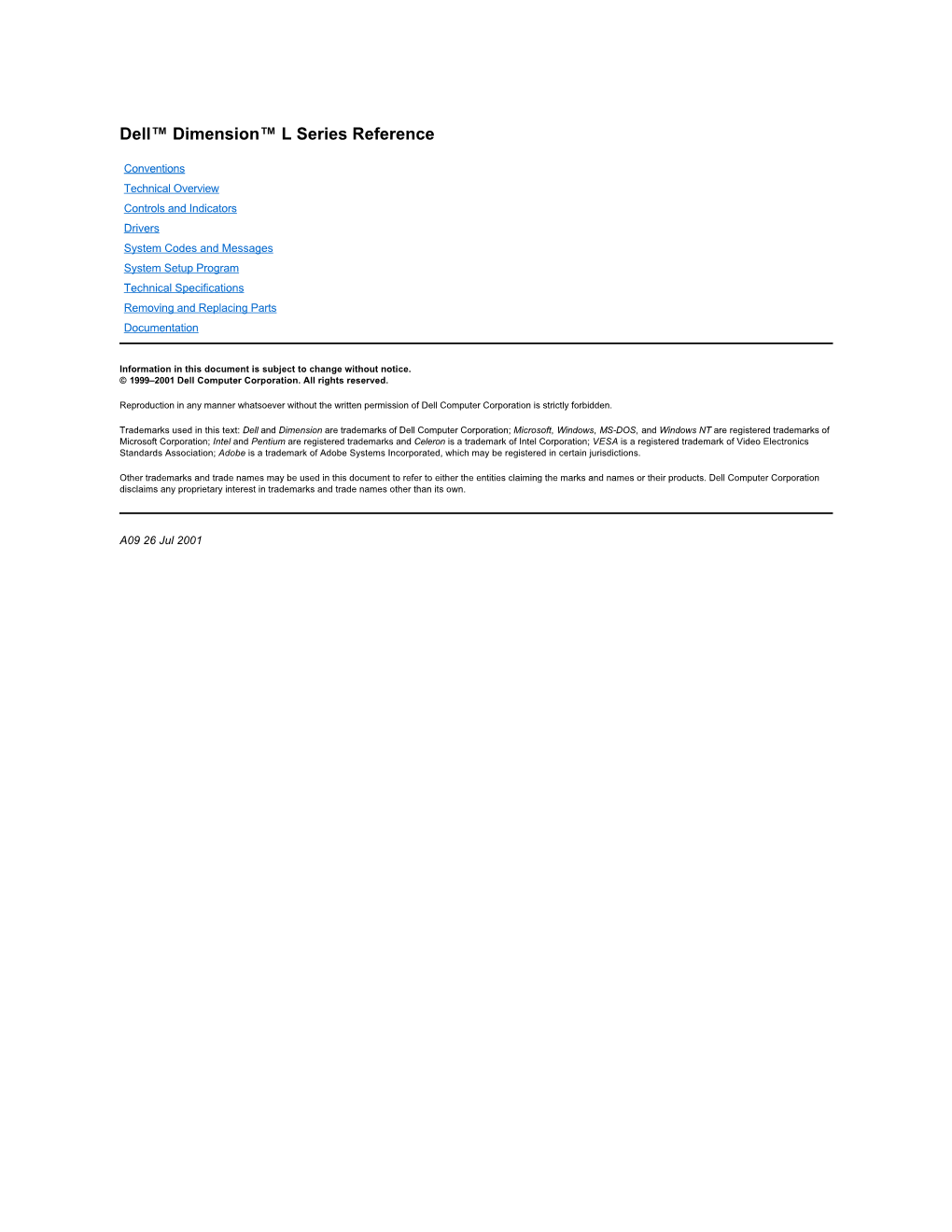 Dell Dimension L Series Reference Guide