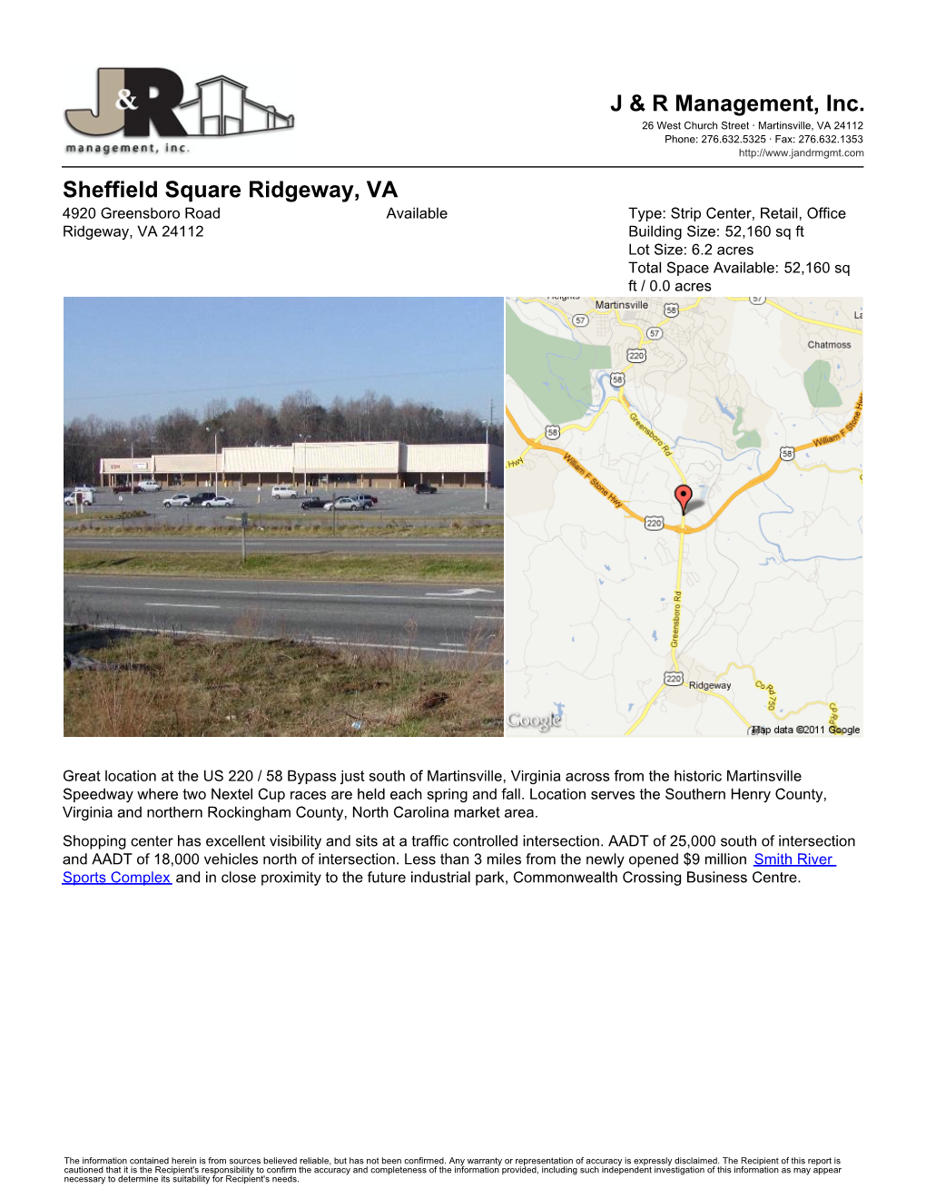 Sheffield Square Ridgeway, VA J & R Management, Inc