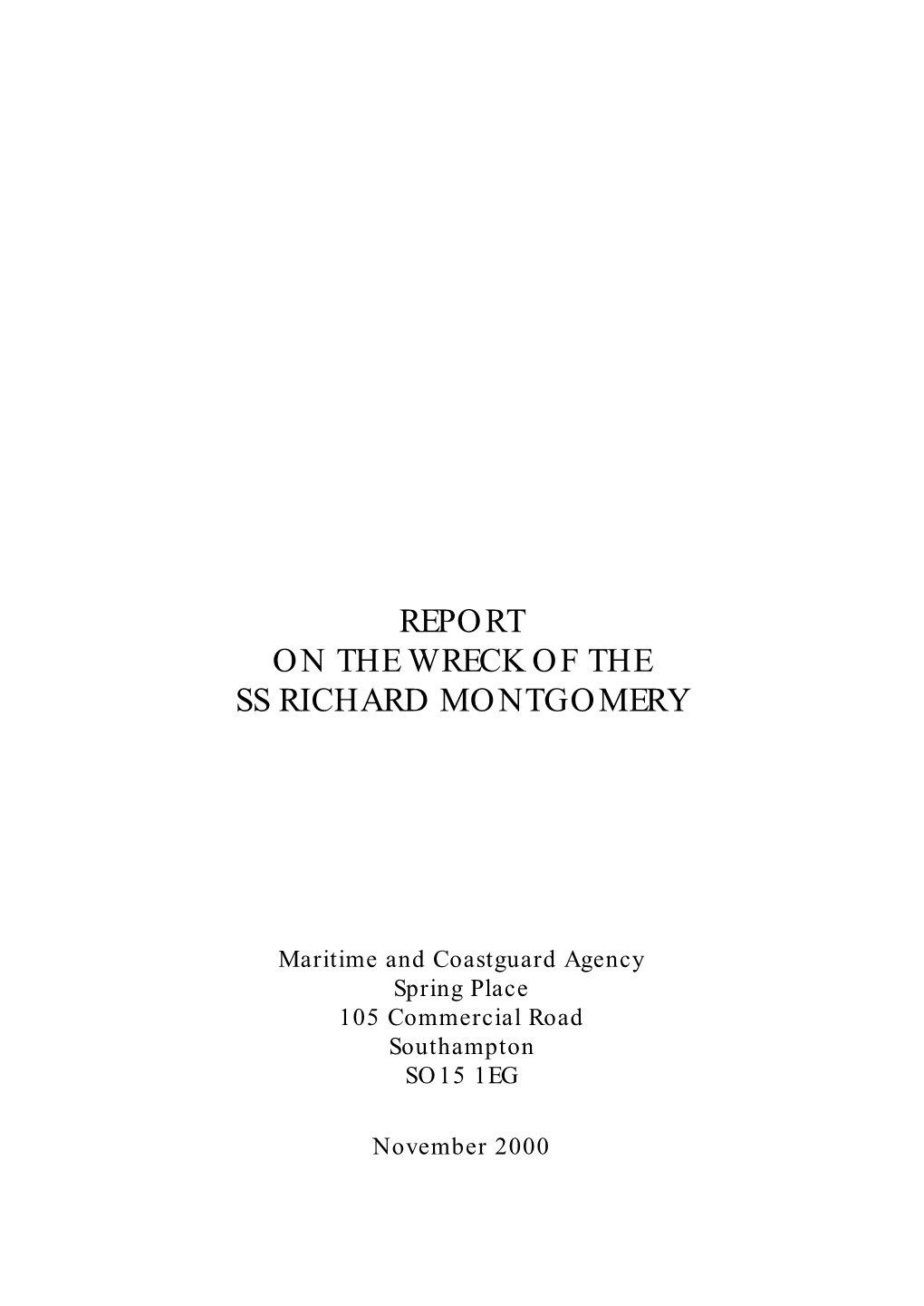 Report on the Wreck of the Ss Richard Montgomery