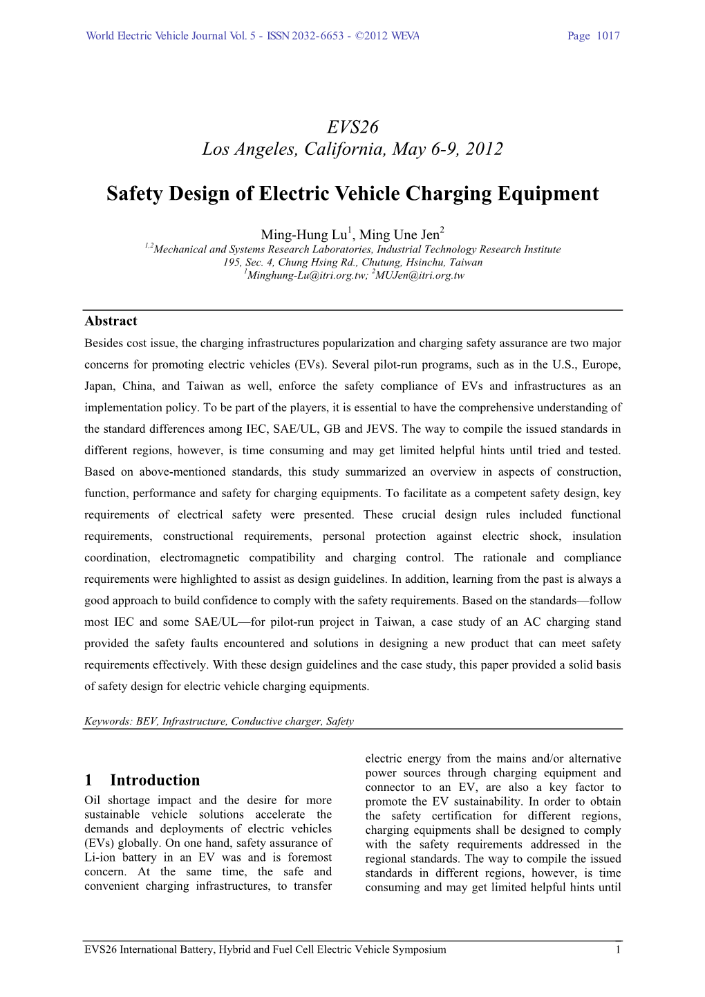 Safety Design of Electric Vehicle Charging Equipment