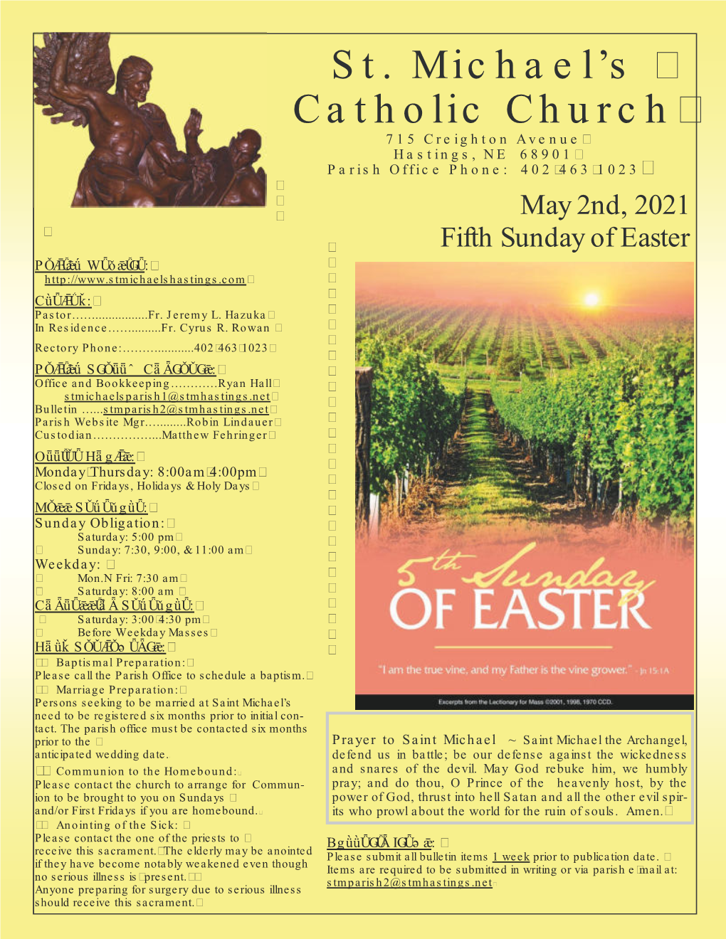 May 2Nd, 2021 Fifth Sunday of Easter