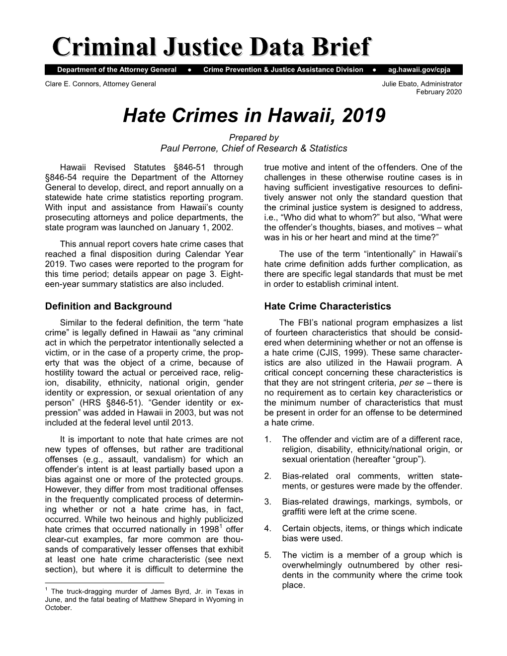 Hate Crimes in Hawaii 2019
