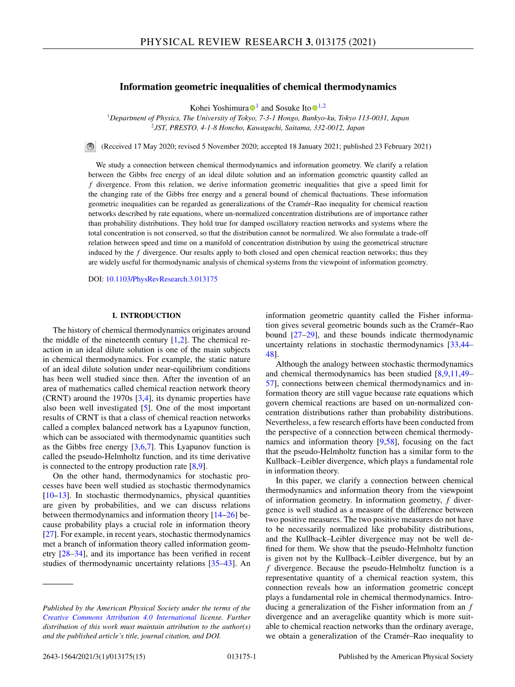 Information Geometric Inequalities of Chemical Thermodynamics