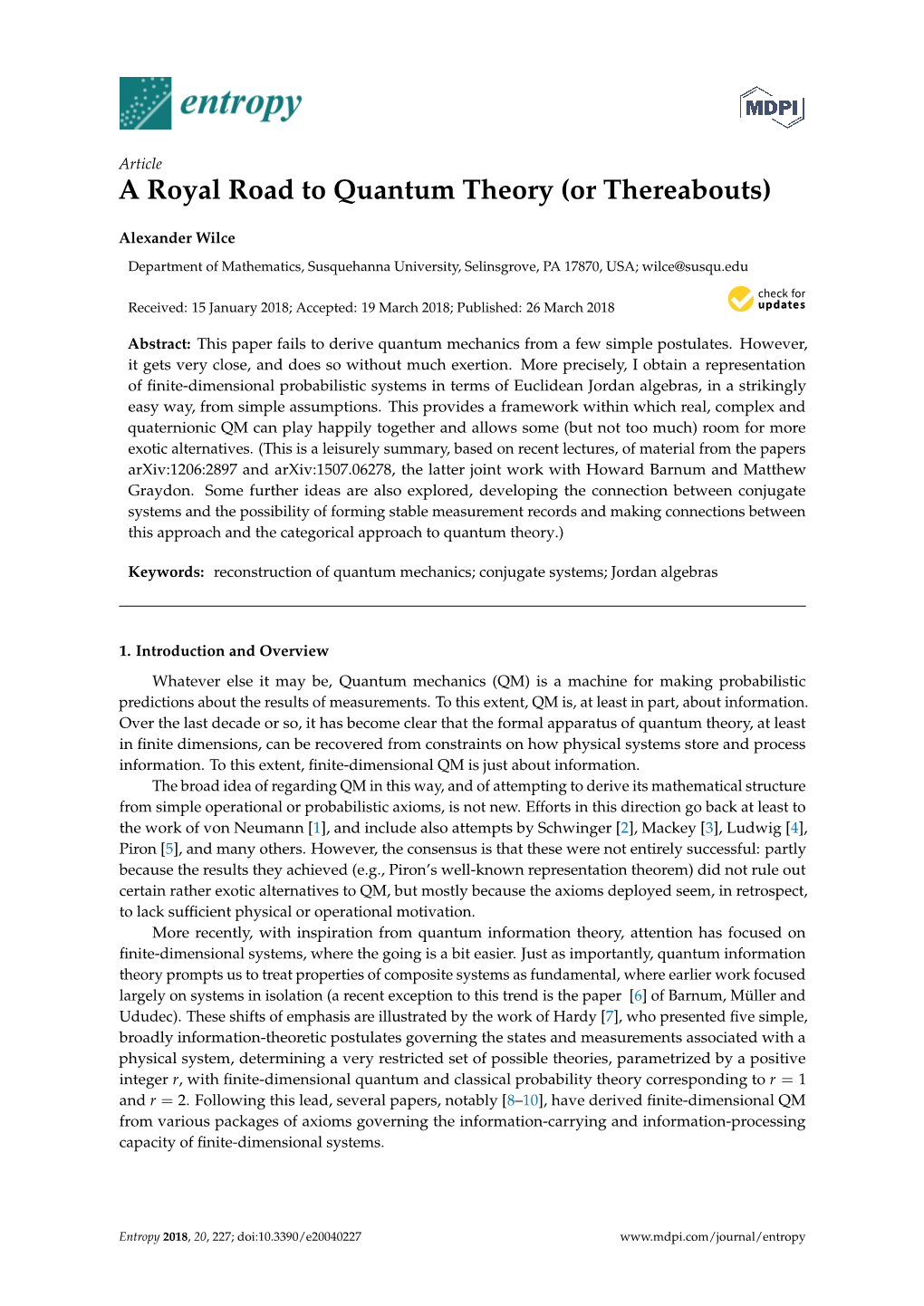 A Royal Road to Quantum Theory (Or Thereabouts)