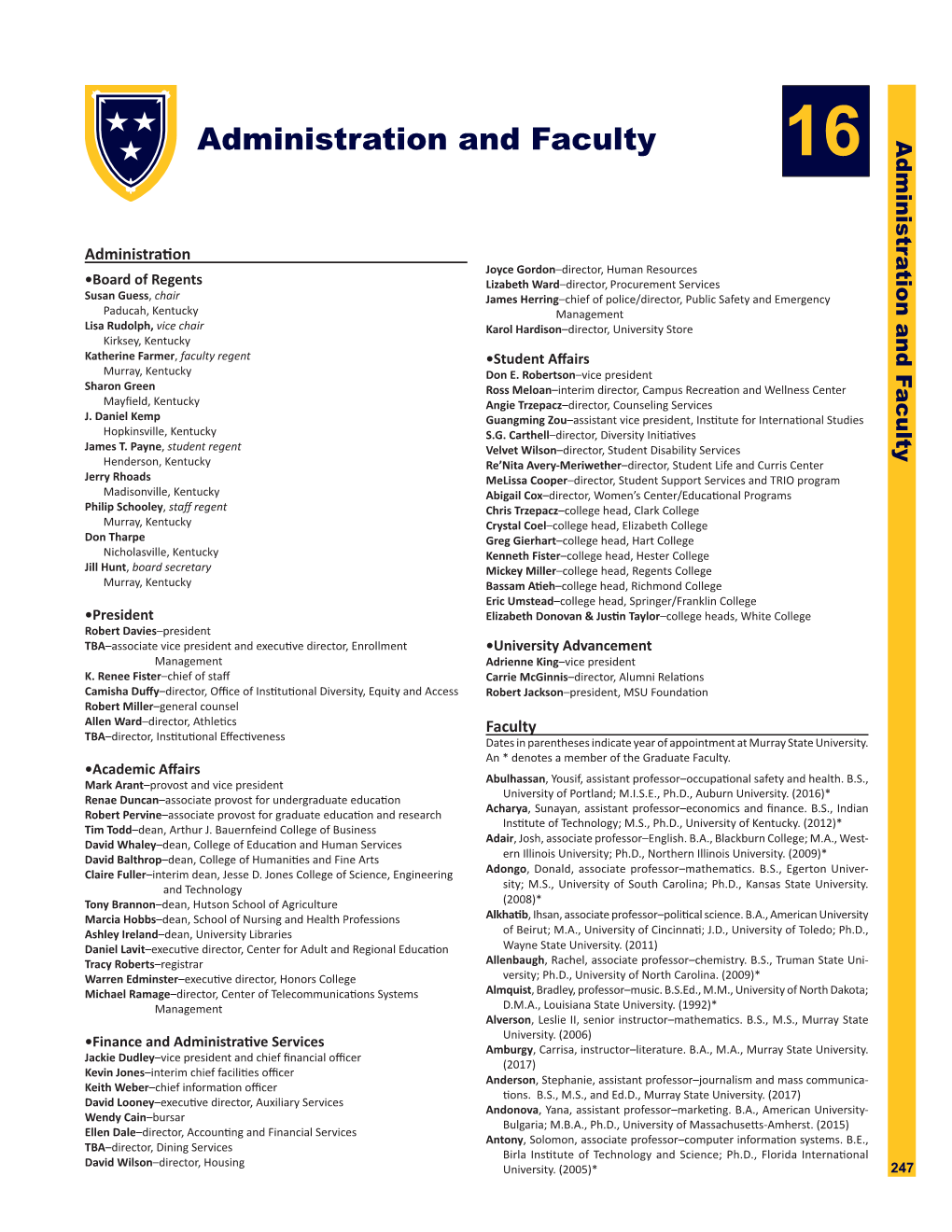 Administration and Faculty