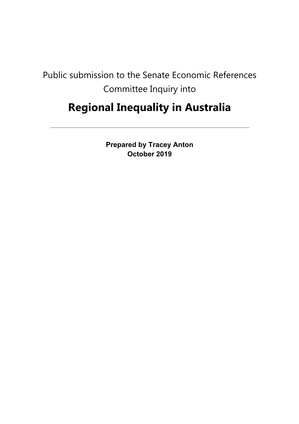 Regional Inequality in Australia