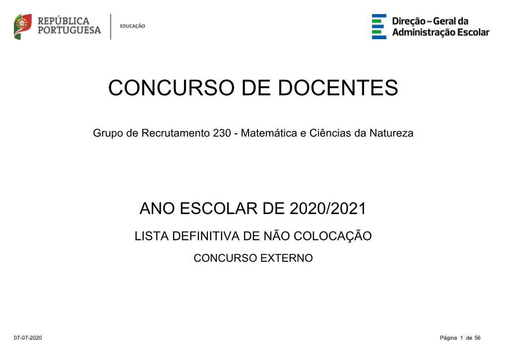 Grupo De Recrutamento 230 - Matemática E Ciências Da Natureza