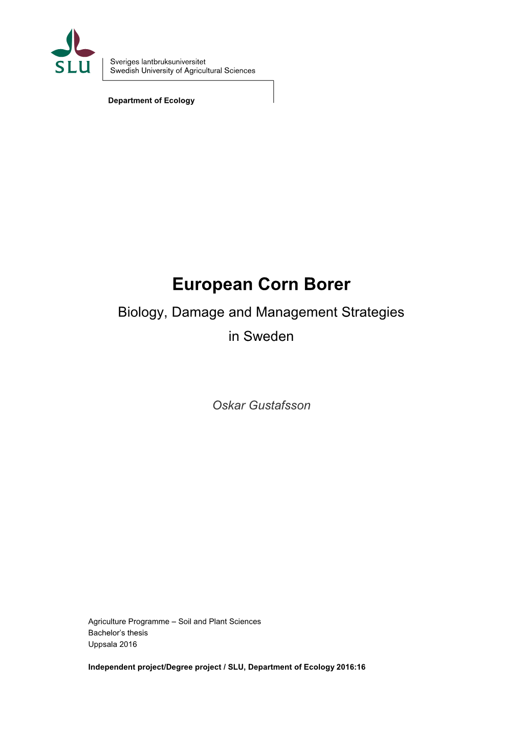 European Corn Borer Biology, Damage and Management Strategies in Sweden