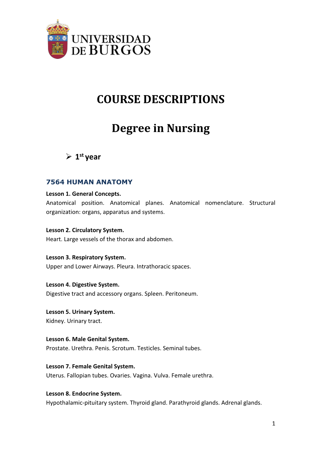 Course Descriptions Nursing (564.73