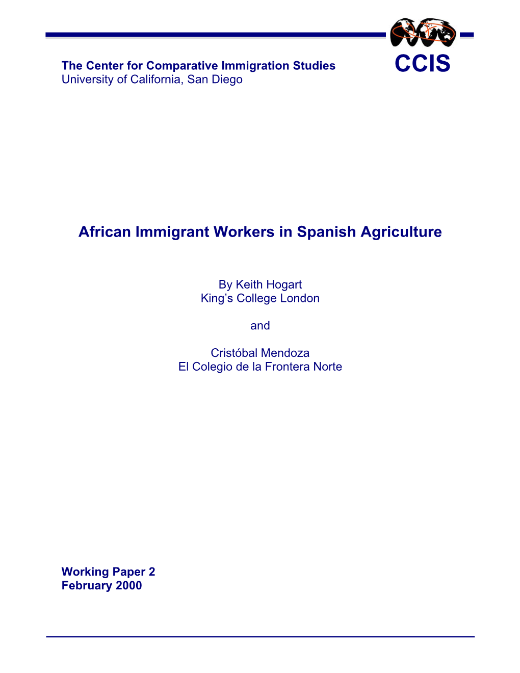 African Immigrant Workers in Spanish Agriculture