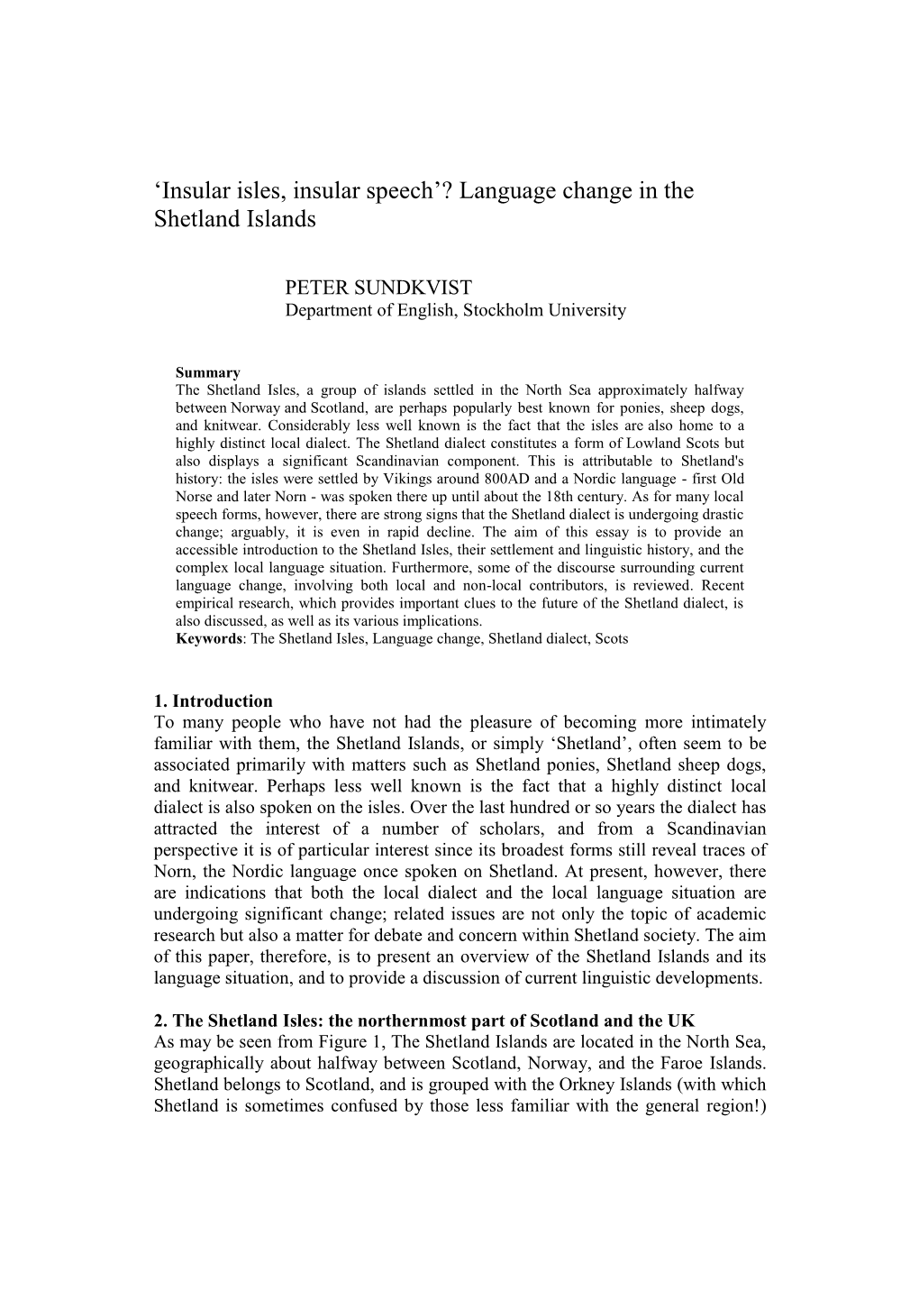 Language Change in the Shetland Islands