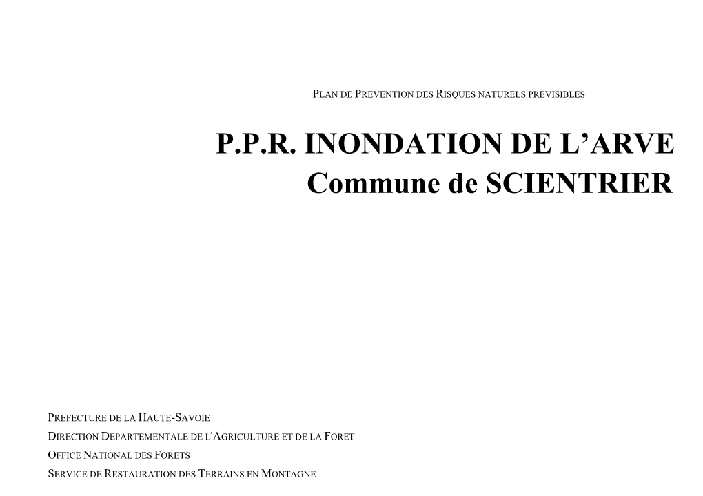 PPR INONDATION DE L'arve Commune De SCIENTRIER