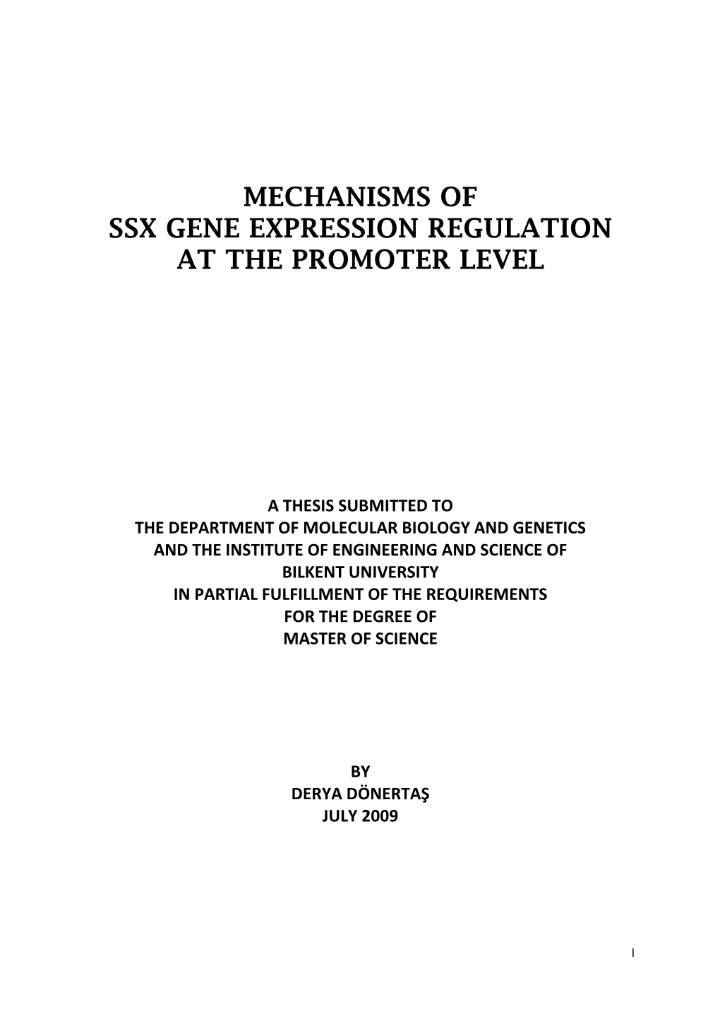 Mechanisms of Ssx Gene Expression Regulation at the Promoter Level