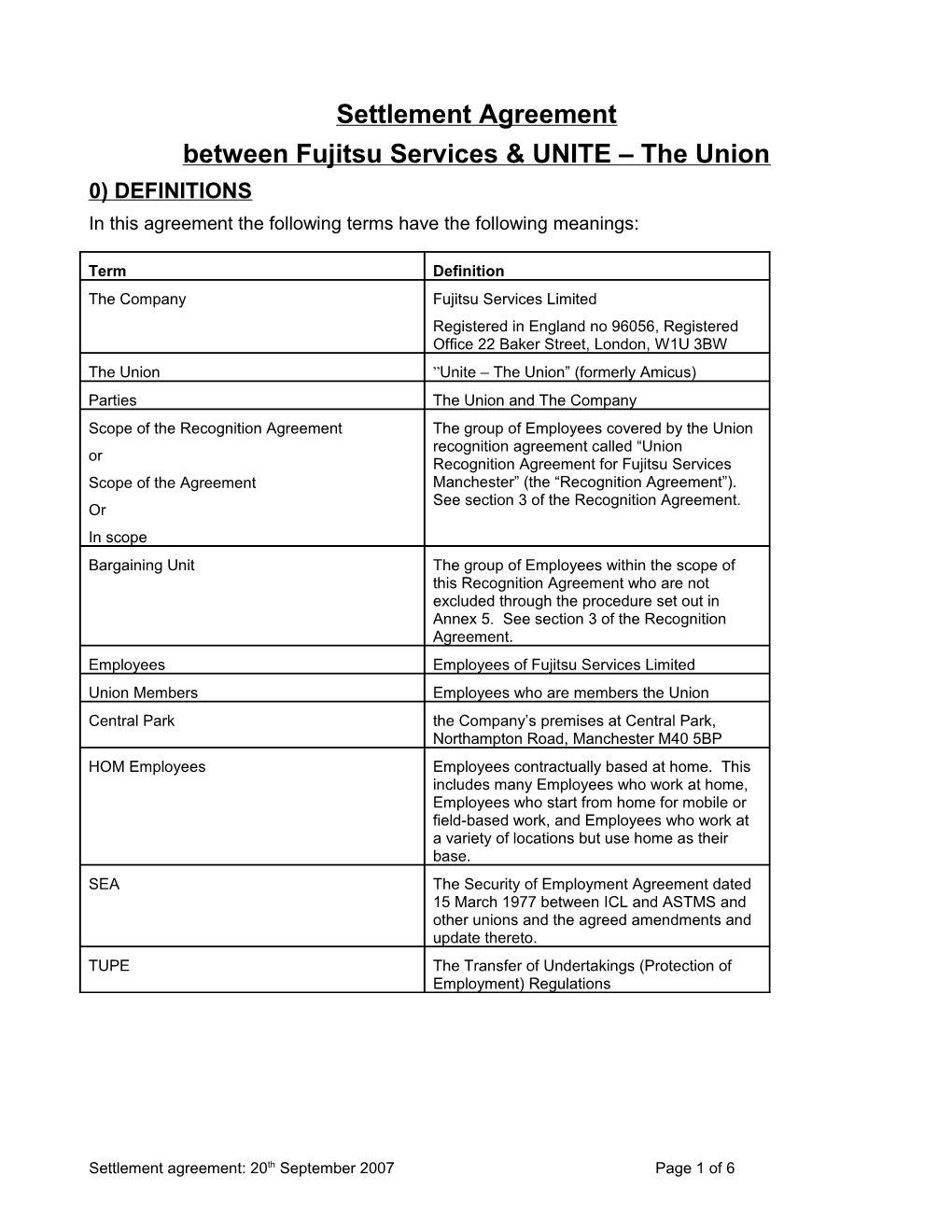 Settlement Between Fujitsu Services & Amicus