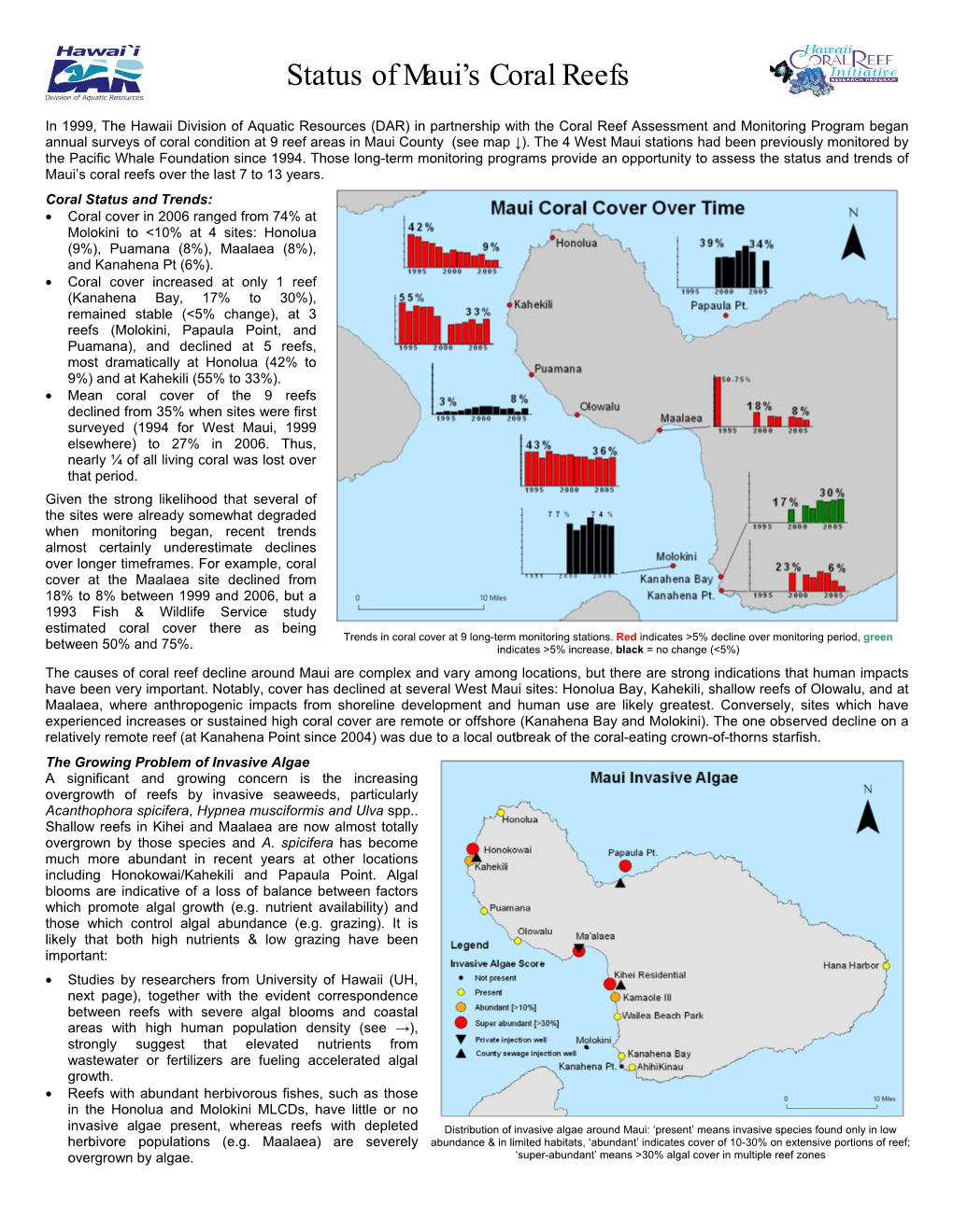 Status of Maui's Coral Reefs