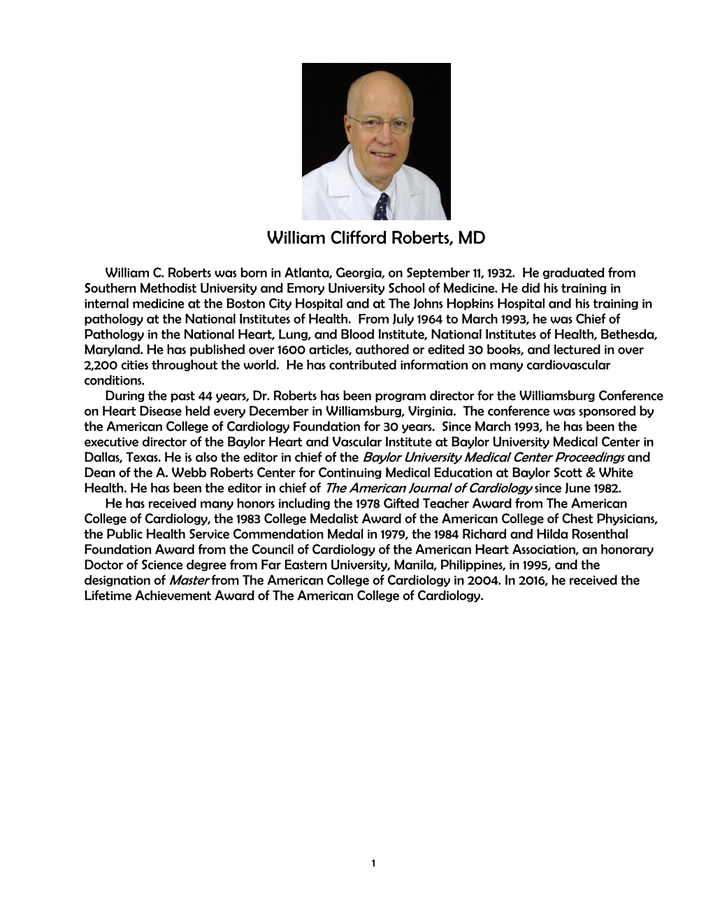William Clifford Roberts, MD