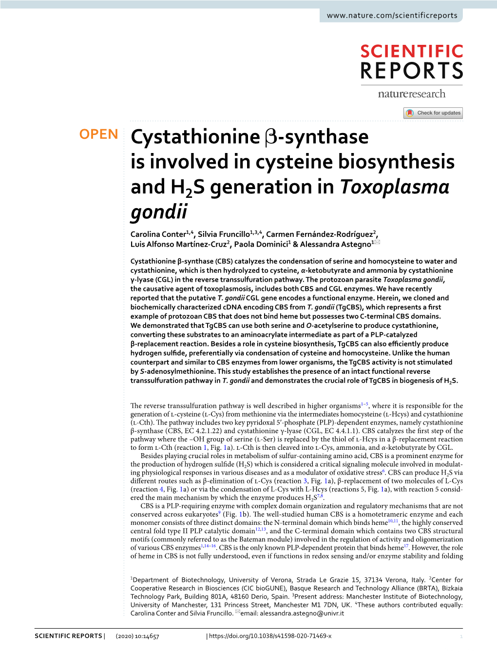 Cystathionine Β-Synthase Is Involved in Cysteine Biosynthesis and H2S