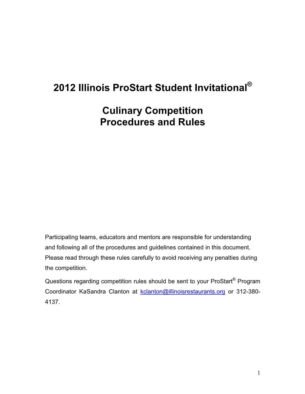Culinary Competition Procedures and Rules