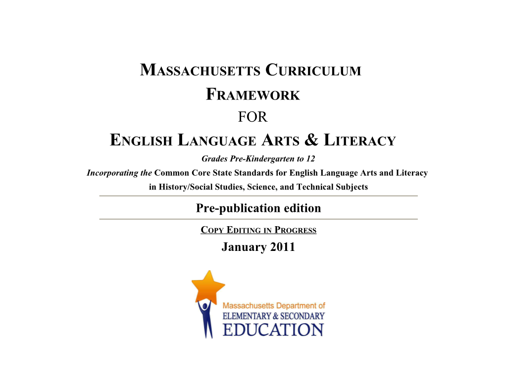 MA FWK for ELA & Literacy2011