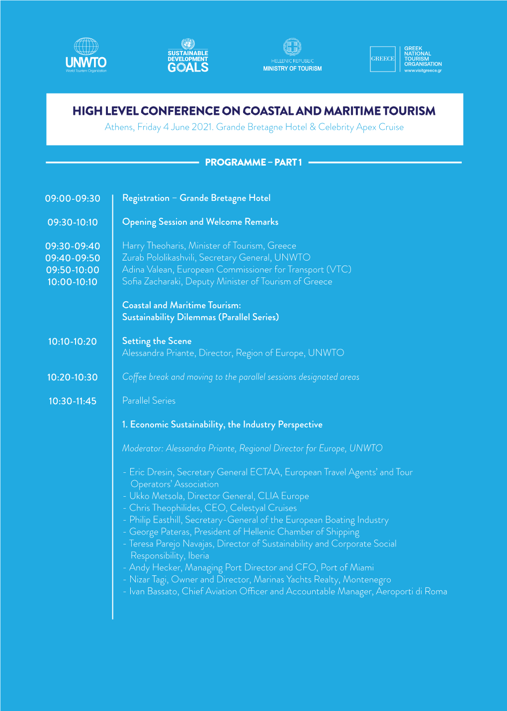 HIGH LEVEL CONFERENCE on COASTAL and MARITIME TOURISM Athens, Friday 4 June 2021