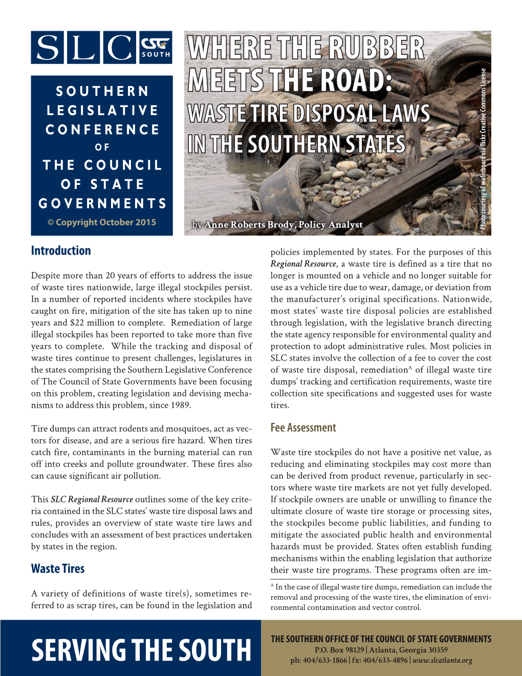 Where Rubber Meets the Road: Waste Tire Disposal Laws in the Southern