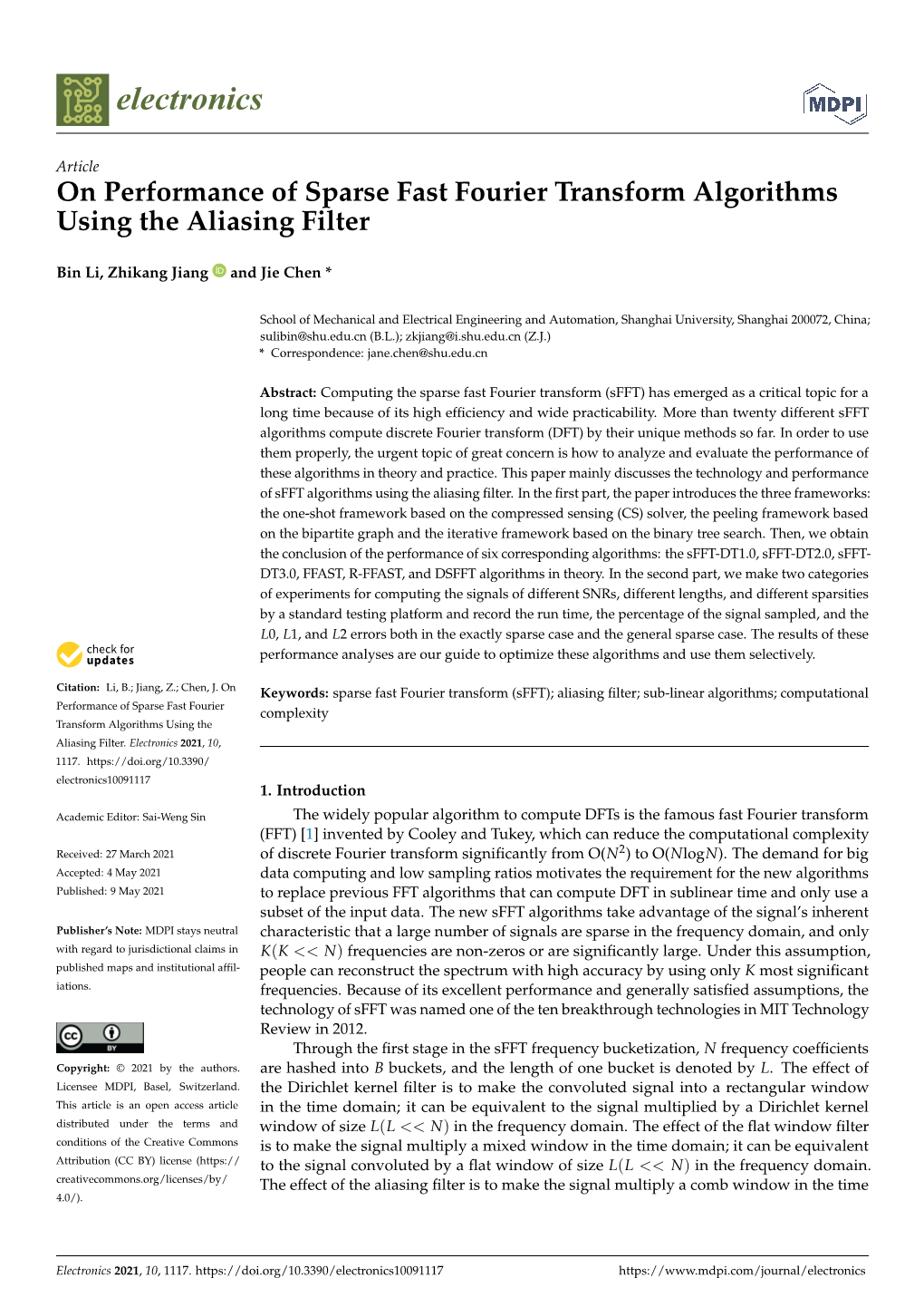 On Performance of Sparse Fast Fourier Transform Algorithms Using the Aliasing Filter