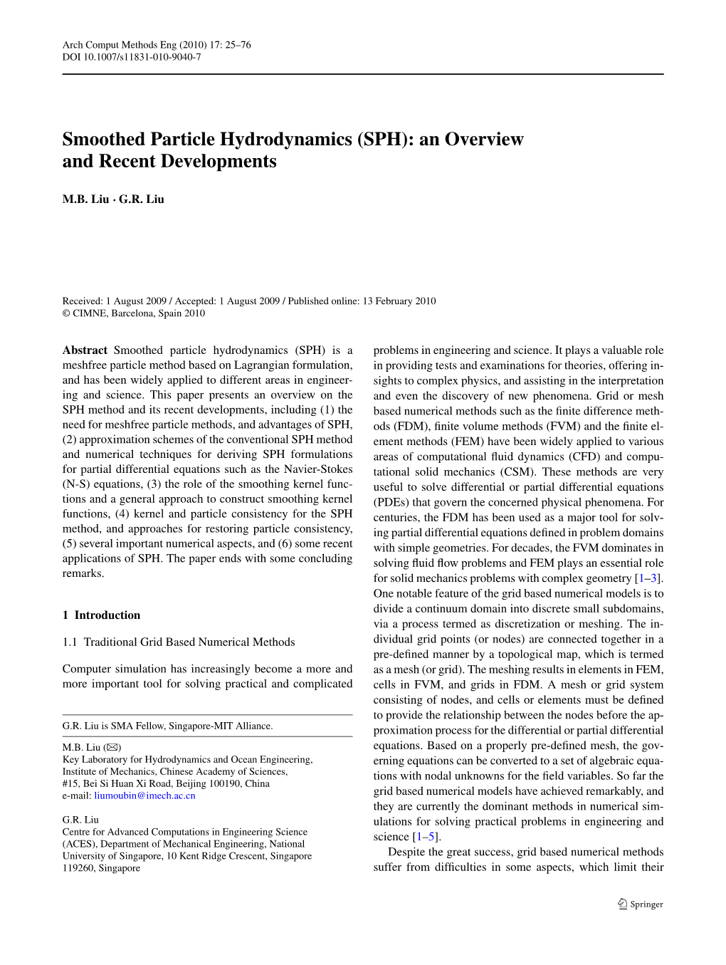 Smoothed Particle Hydrodynamics (SPH): an Overview and Recent Developments