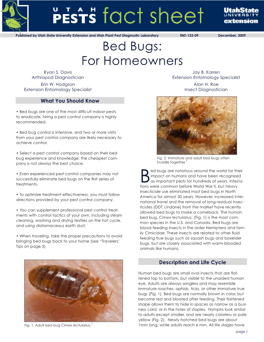 Bed Bugs: for Homeowners Ryan S