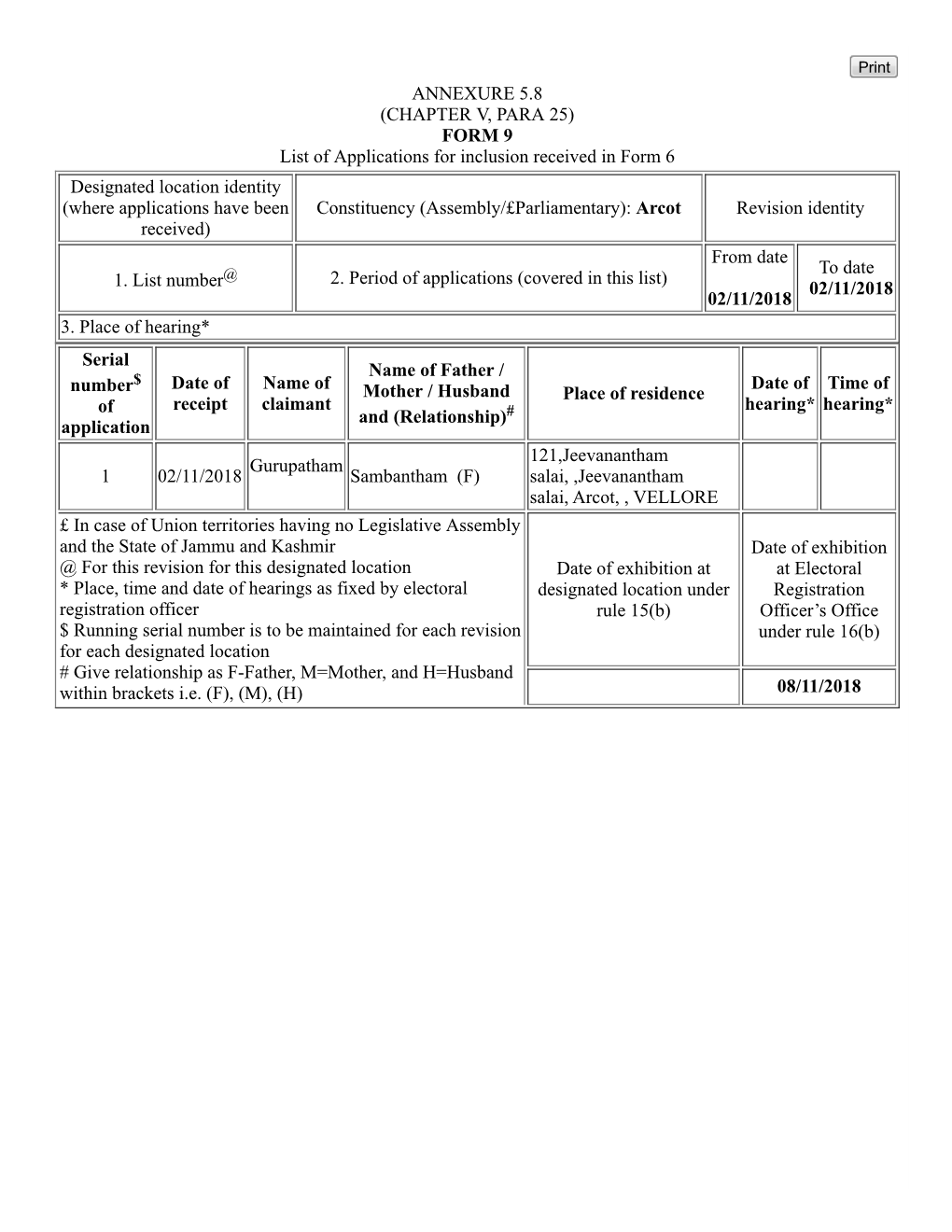 Annexure 5.8 (Chapter V, Para 25) Form 9