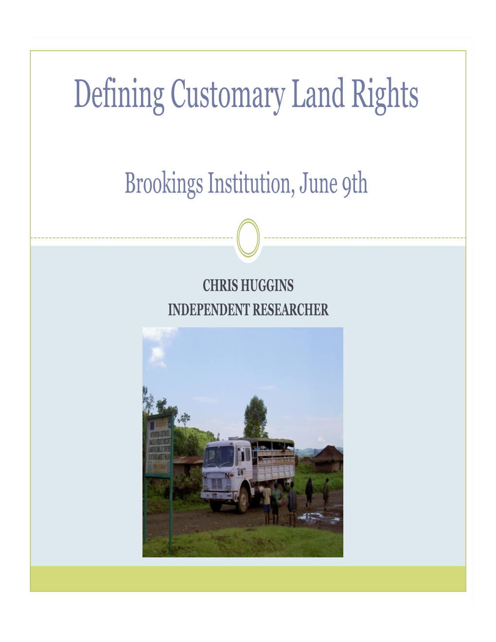 Defining Customary Land Rights