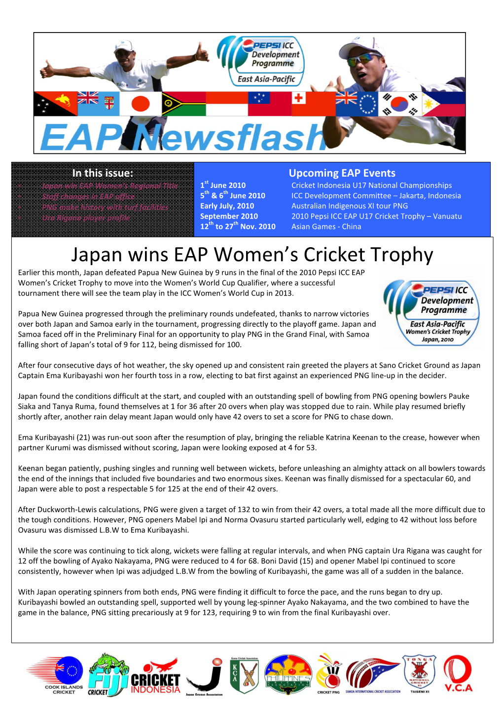 Japan Wins EAP Women's Cricket Trophy